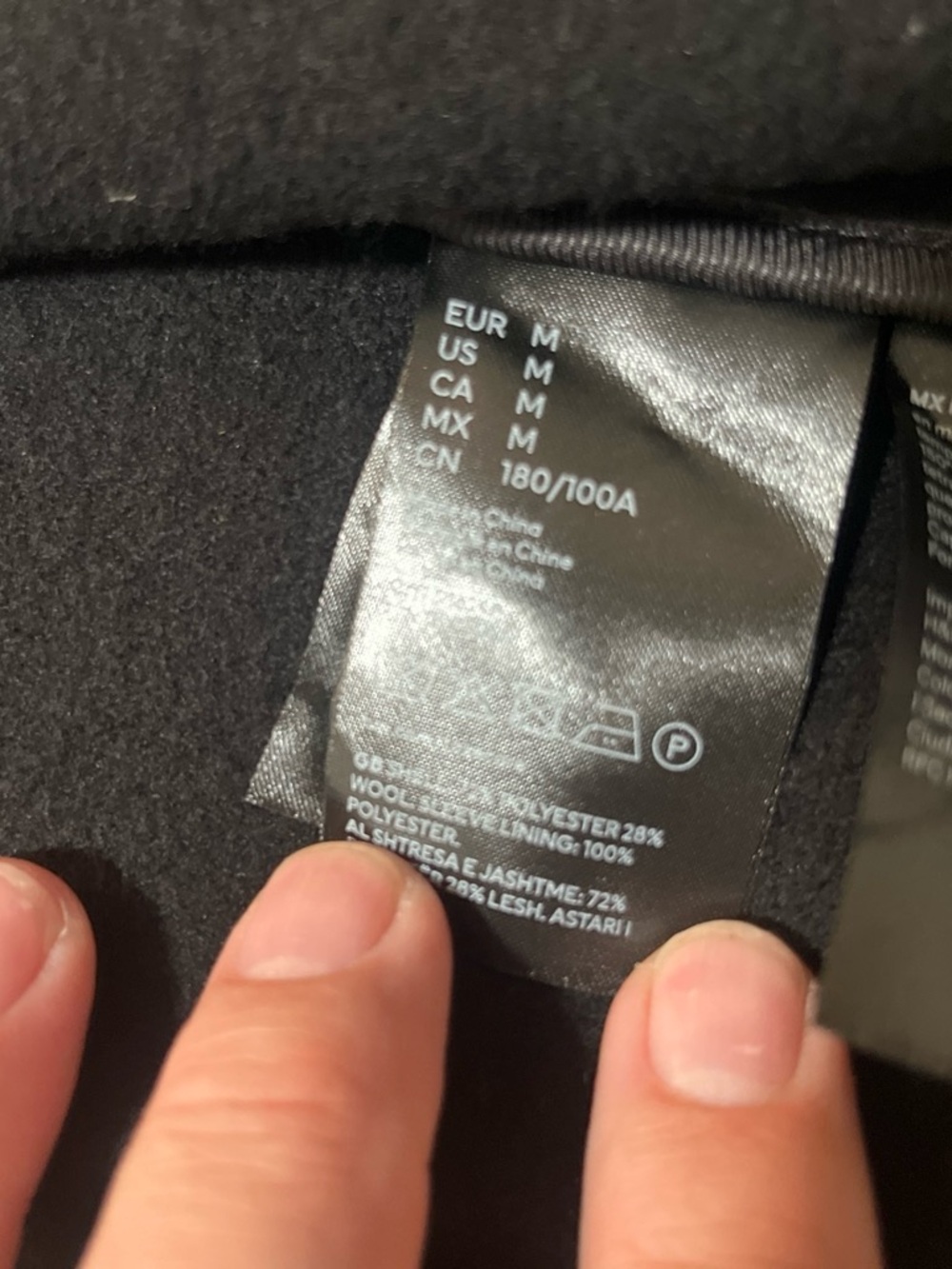 H&M Black Men's Single-Breasted Pea Coat - Picture 3 of 5